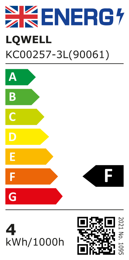 Energieeffizienzlabel LED-Deckenleuchte, 4 kWh/1000h, QR-Code und Klasse F