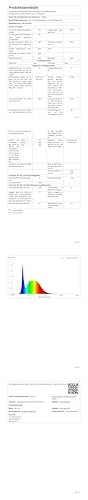 Technisches Datenblatt der lqwill.shopckenleuchte, Leistungsdiagramm und Kennwerte