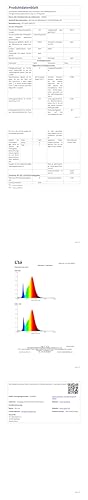 Tischlampe Datenblatt mit Zeichnung und LED-Spezifikationen