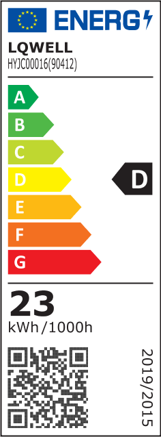 Energieeffizienzlabel LQWELL LED-Deckenleuchte, 23 kWh/1000h, Klasse D