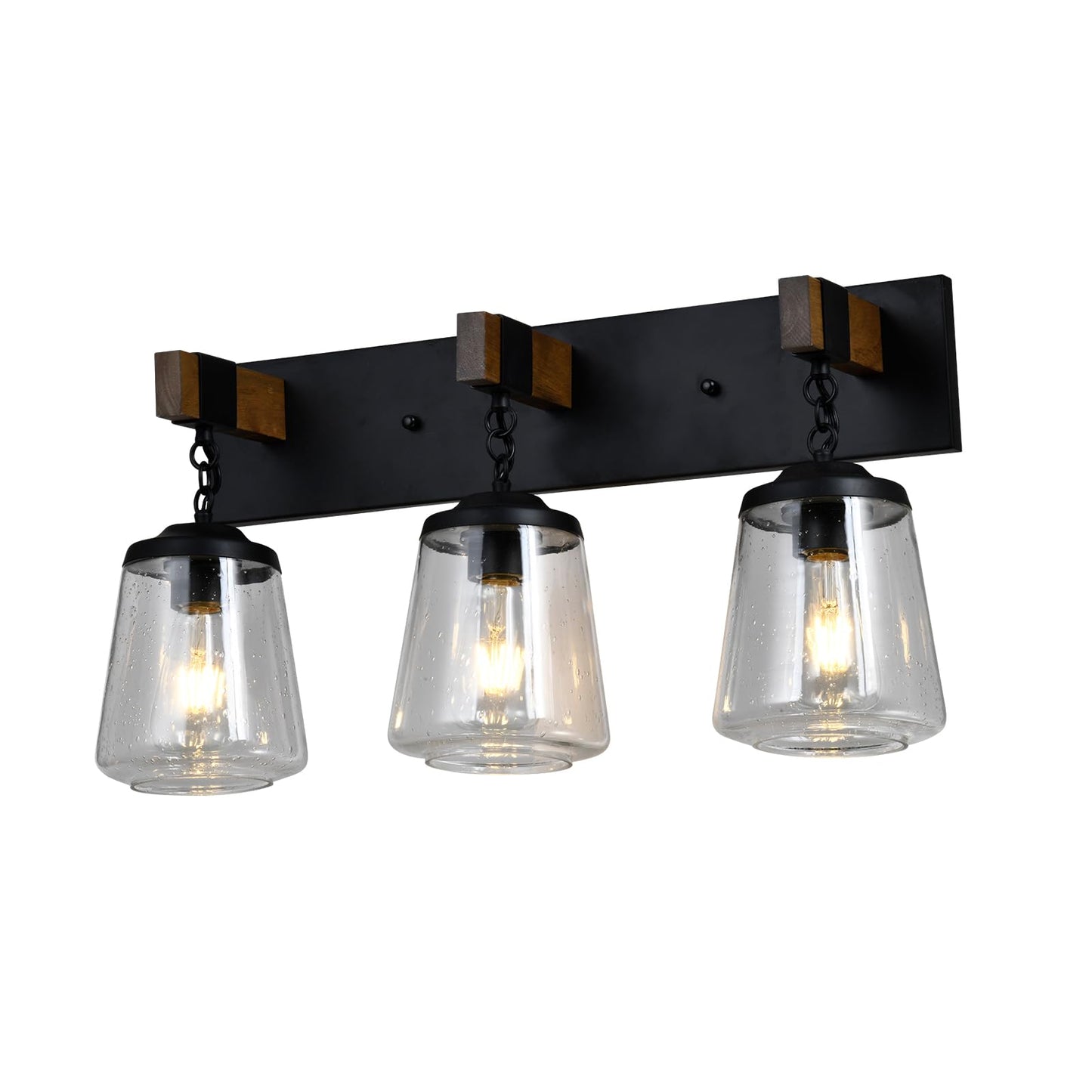 LQWELL® dreiflammige Wandleuchte mit mattschwarzer Halterung und drei Glaskolben