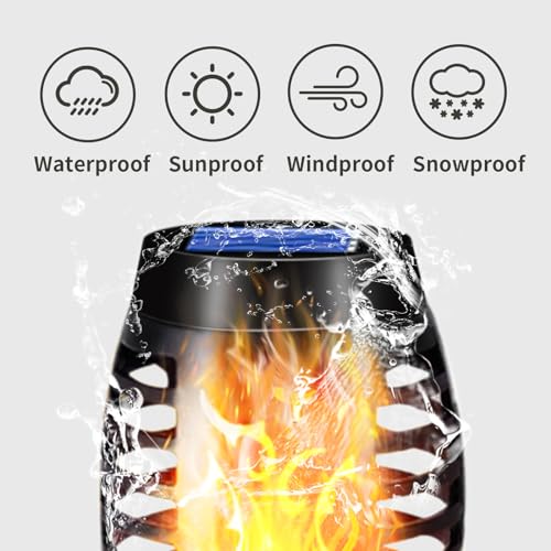 Solar-Fackelleuchte mit LED-Flammeneffekt, schwarzes Gehäuse mit Spritzwasserschutz