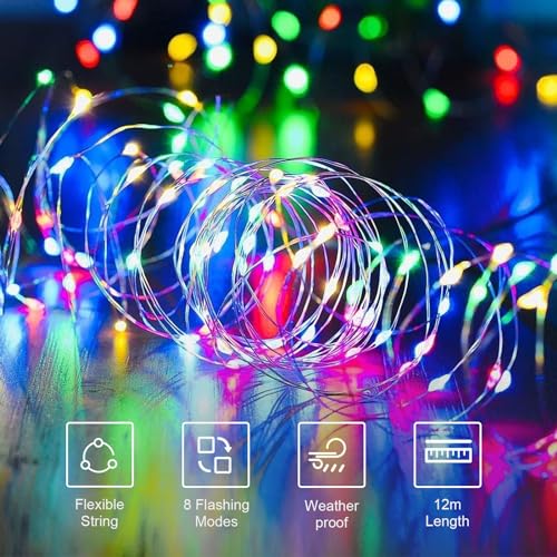 Bunte LED-Lichterkette aus flexiblem Kupferdraht, lange Lichterkette
