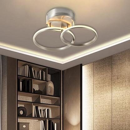 Doppelring-LED-Deckenleuchte mit Aluminiumrahmen und runder Deckenkappe