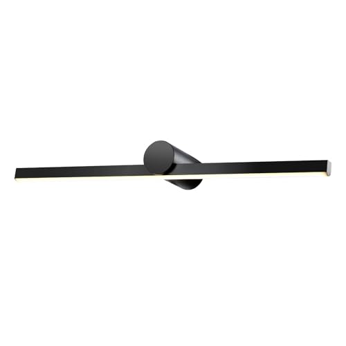 LED-Wandleuchte mit langem Balken und runder Abdeckung, matt-schwarz