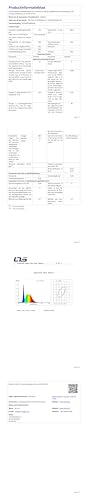 LED-Deckenleuchte Datenblatt mit Parameter-Tabellen und Diagramm