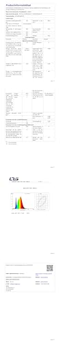 Deckenleuchte LED: Datenblatt mit Tabellen und Liniendiagramm