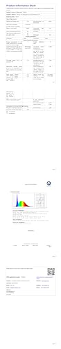 Bedienungsanleitung mit technischen Angaben zur LED-Schreibtischlampe, Tabelle