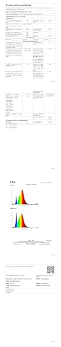 Produktdatenblatt mit technischen Tabellen und Diagrammen für die LED-Pendelleuchte