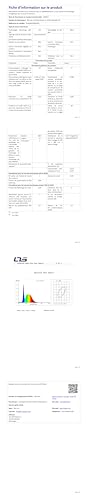 LED-Deckenleuchte Datenblatt mit technischen Tabellen und Kennliniendiagramm