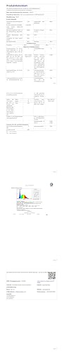 Klemmlampe-Datenblatt: Tabelle mit technischen Daten und Referenzdiagramm