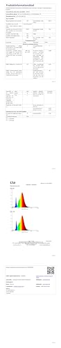 Technische Produktinformationen zur LED-Pendelleuchte: weitere Tabelle mit Diagramm
