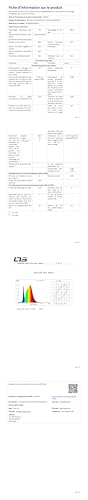 Deckenleuchte LED: Datenblatt-Seite mit Tabellen und Leistungsübersicht