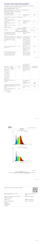LED-Deckenleuchte: technische Angaben in Tabellenform mit Spektraldiagramm