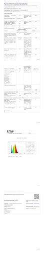 Deckenleuchte LED: technisches Datenblatt mit Tabellen zu Werten und Diagramm