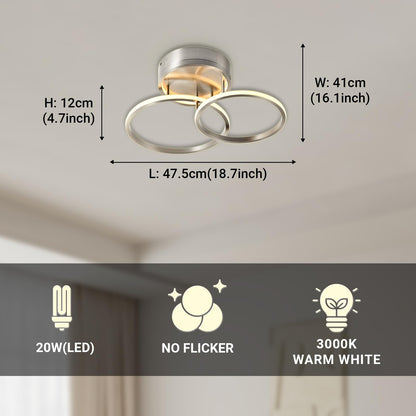 LED-Deckenleuchte mit zwei Ringen, runder Aluminium-Abdeckung und zweifacher Beleuchtung