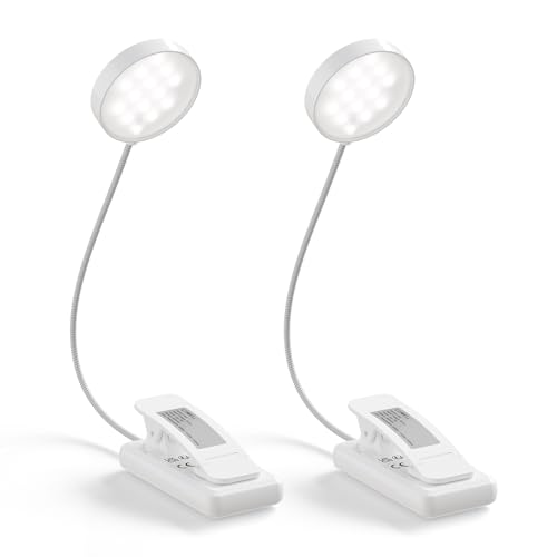 LQWELL® 2er USB-Leselampen (weiß): flexibler 360°-Buchlichtkopf und Ladestation