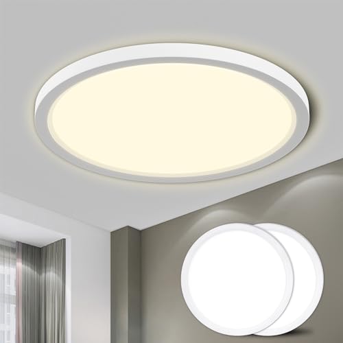 Runde LED-Deckenleuchte mit weißem Rahmen und leuchtender, matter Abdeckung
