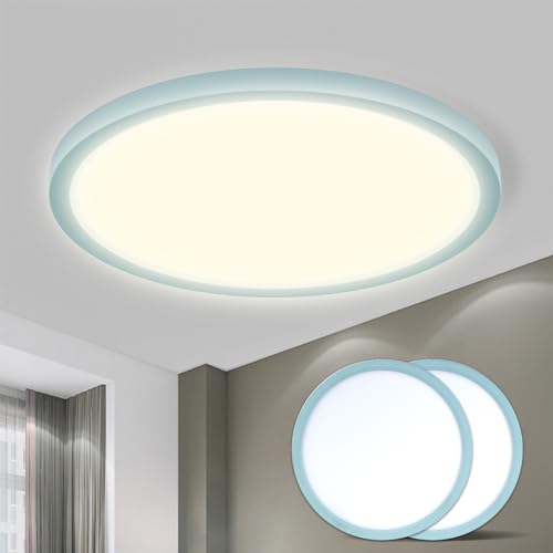 Runde LED-Deckenleuchte mit hellem Licht und klarer Außenfassung, flach gebaut