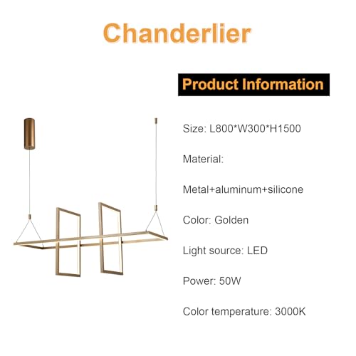 Goldene LED-Pendelleuchte: Produktinformation mit Maßen, Material und LED-Angaben