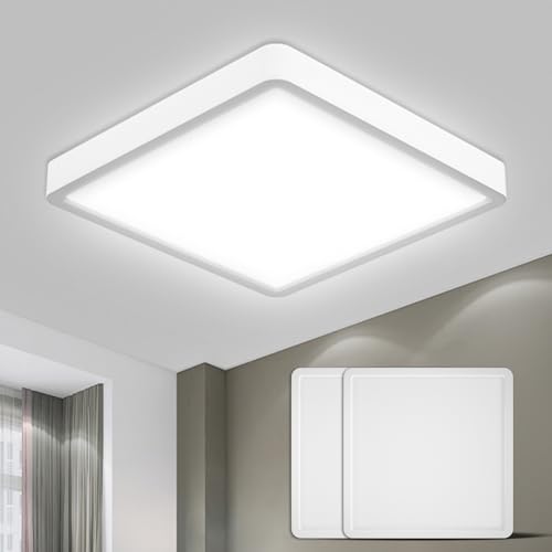 Quadratische LED-Deckenleuchte, flach, weißes Licht, Rahmen mit abgerundeten Ecken
