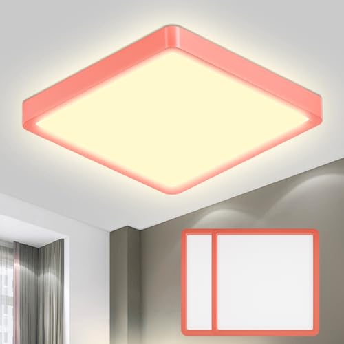 LQWELL® LED-Deckenleuchte, quadratisch, flach, rot umrandet mit weißem Licht