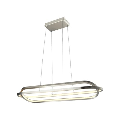 LQWELL LED-Pendelleuchte mit ovalem Ring, Matt-Sand-Nickel und drei Seilen