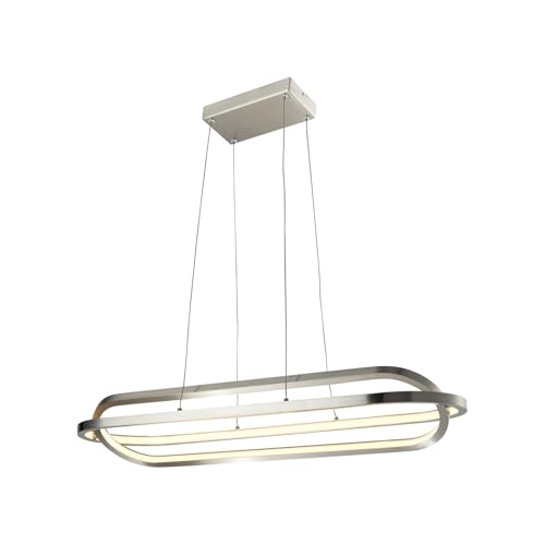 LQWELL LED-Pendelleuchte mit ovalem Ring, Matt-Sand-Nickel und drei Seilen