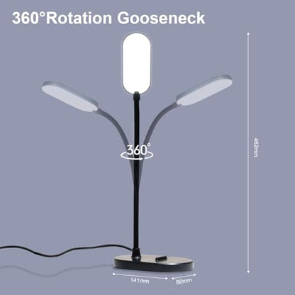 LED-Tischleuchte, schwarz, 360° drehbarer Schwanenhals, kompakter Fuß