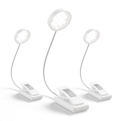 LQWELL® Leselampe (3er-Set) mit flexibler Buchlicht-Leuchte und weißem Sockel