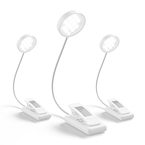 LQWELL® Leselampe (3er-Set) mit flexibler Buchlicht-Leuchte und weißem Sockel