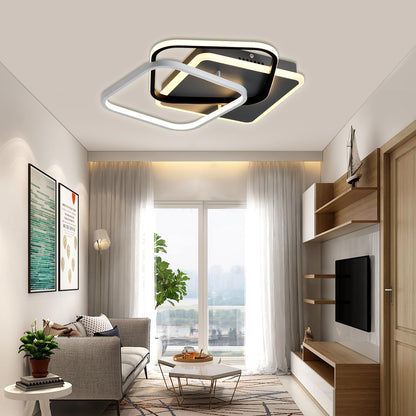 LED-Deckenleuchte in moderner Optik mit rechteckigem schwarz-weißem Design