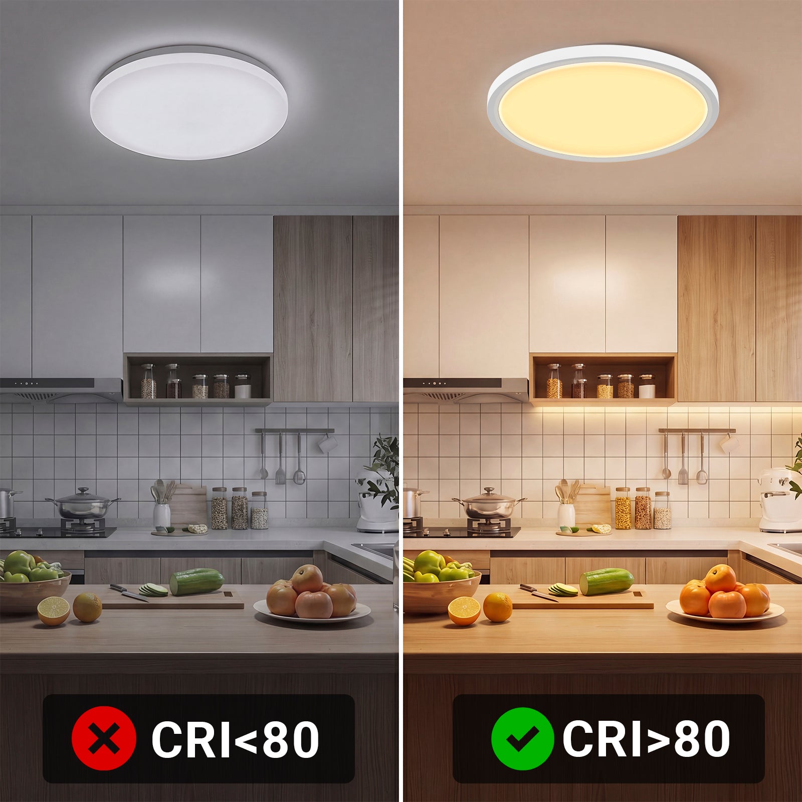Runde, flache LED-Deckenleuchte mit warmem Lichtkreis für Decke
