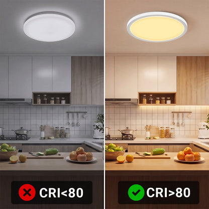 Runde, flache LED-Deckenleuchte mit warmem Lichtkreis für Decke