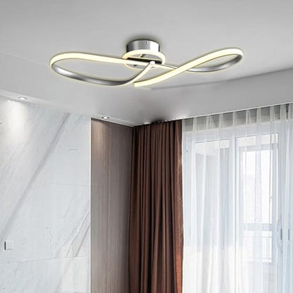 LED-Deckenleuchte mit zwei gekreuzten Leuchtleisten, runder Metallbasis, warmweiß