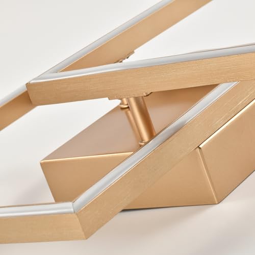 Goldfarbene LED-Deckenleuchte, Detailansicht der Metallstreben und Einfassung