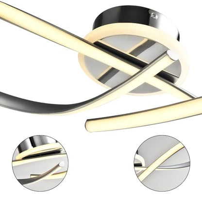 LED-Deckenleuchte Detail: Aluminiumrahmen, gekreuzte Leuchtleisten, runde Metallbasis