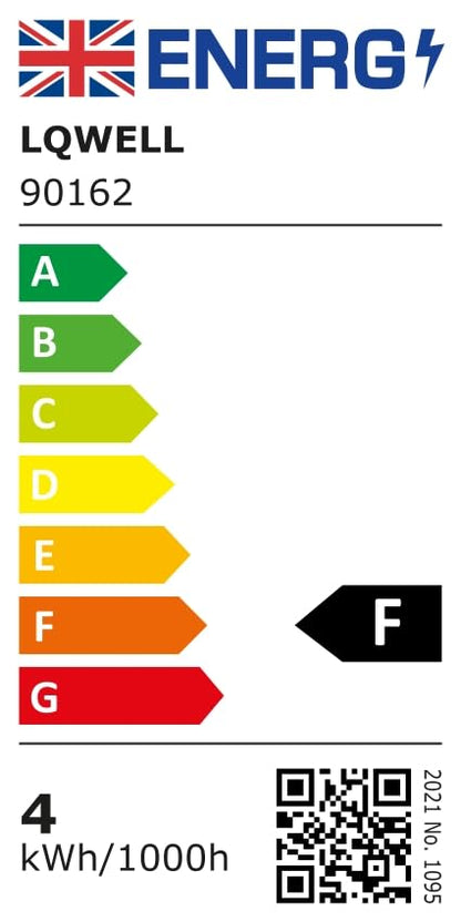 Energieeffizienzlabel (UK) LQWELL 90162 für LED-Klemmlampe, Klasse F, QR-Code