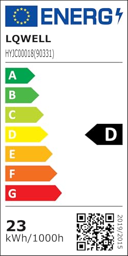 Energieeffizienzlabel der LQWELL LED-Deckenleuchte (EU), Bewertung A bis G, D markiert