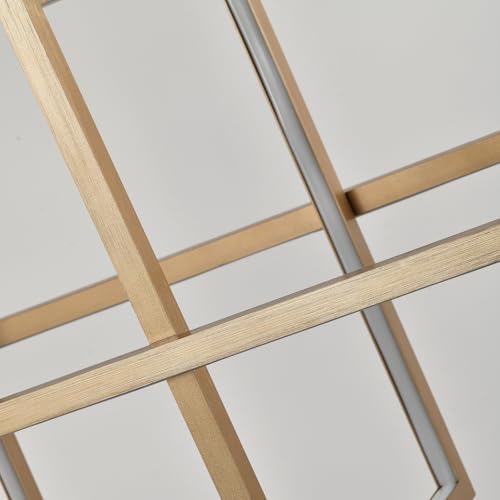 Detailansicht der goldenen Streben einer LED-Pendelleuchte mit Kreuzverbindung