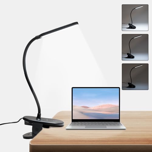 Klemmlampe mit langem LED-Lichtbalken und flexiblen Schwanenhals, schwarz
