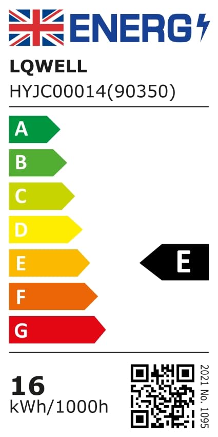 Energieetikett für LQWELL LED-Deckenleuchte, Energieklasse E, 16 kWh/1000h