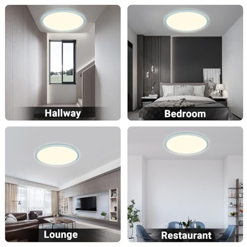 LED-Deckenleuchte, rundes flaches Panel mit blauem Rand für verschiedene Raumtypen