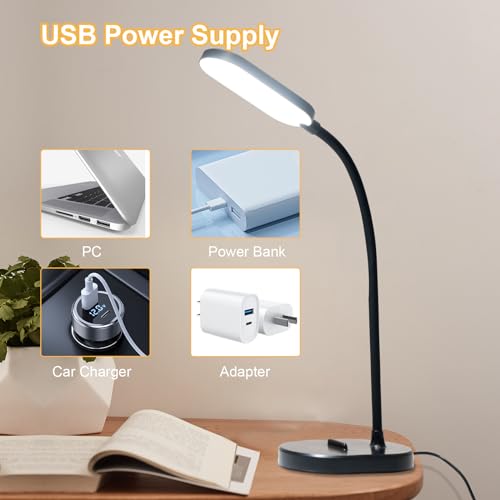 LED-Tischleuchte, schwarz, mit USB-Ladefunktion und flexibel ausrichtbarem Kopf