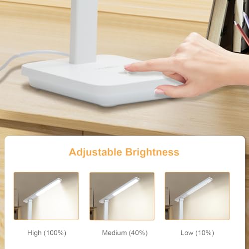 LED-Schreibtischlampe, einstellbare Helligkeit: drei Leuchtstufen am Leuchtenarm