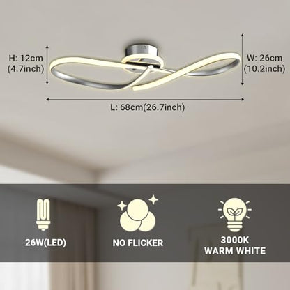 LED-Deckenleuchte 26W, warmweiß 3000K, runde Metallbasis mit gekreuzten Leuchten