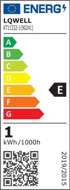 EU-Energieeffizienzlabel für LED-Tischlampe, Klasse E, 1 kWh/1000 h