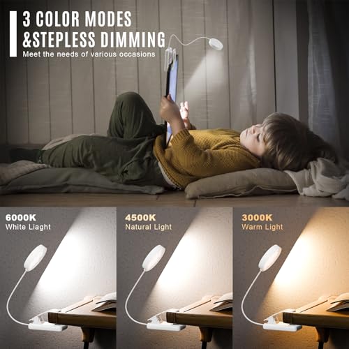 LQWELL® USB-Leselampe (weiß) mit drei Farbmodi: kalt, neutral, warm