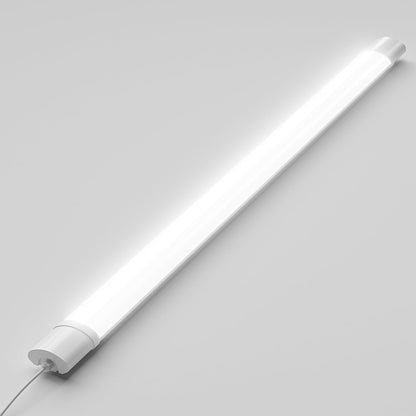 LED-Wannenleuchte mit weißem Leuchtbalken und Endkappen