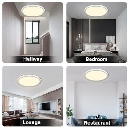 Runde LED-Deckenleuchte, flaches Lichtdesign, weißes Gehäuse